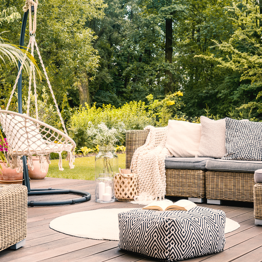 boho chic backyard patio