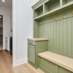 Green and gold mud room